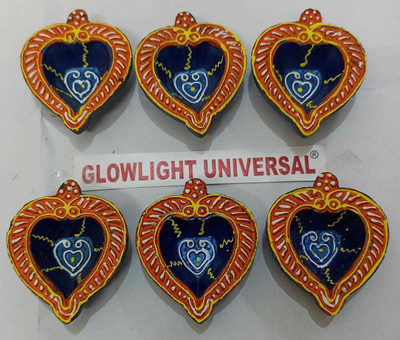GLOWLIGHT UNIVERSAL Earthenware (Pack of 6) Table Diya Set(Height: 5 inch)
