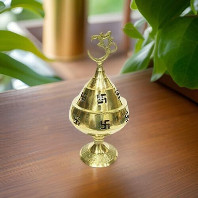 SBBCO Akhand Jyoti Deepak/Om Swastik Diya/Pooja diya/Akhand jyot Brass Table Diya(Height: 4.5 inch)