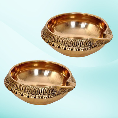 SBBCO Brass (Pack of 2) Table Diya Set(Height: 1 inch)