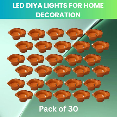 SACRO LED Water Diya, Water Sensor Diya for Diwali Festival Home & Office DécorQF250 Plastic (Pack of 30) Table Diya Set(Height: 2 inch)