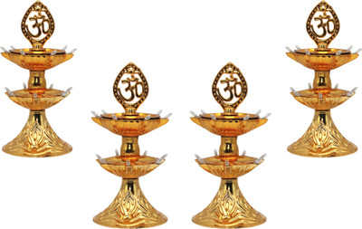 LAZYwindow Brass (Pack of 4) Table Diya Set(Height: 3.5 inch)