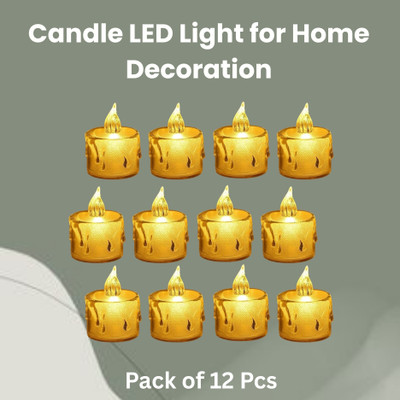 Guggu LED Candle Lights, LED Flameless Crystal Tea Candles Light For Diwali DécorQ388 Plastic (Pack of 12) Table Diya Set(Height: 2 inch)