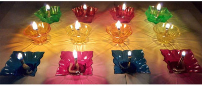 Onlinch 3D Shadow Reflection Floating Plastic Lamp|Decorative Diwali Diya Candle_pd2421 Plastic (Pack of 24) Table Diya Set(Height: 2.5 inch)