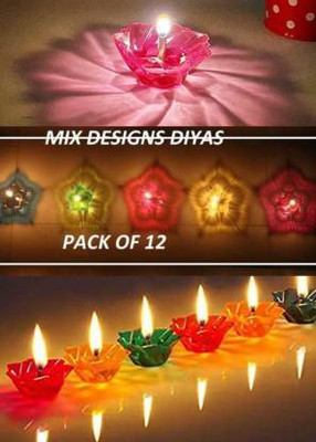 cut rate creation Plastic (Pack of 12) Table Diya Set(Height: 3 inch)