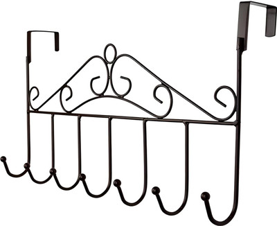 Wishbone 7 HOOKS HANGER Metal Over The Door Hook Hangers with 7 Hooks Hook Rail 7(Pack of 1)