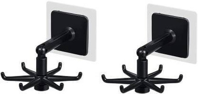 Shreejee 360 Degree Rotatable 2 Pc Adhesive Sticker ABS Plastic Hook Towel Hanger Random Colour Towel Holder(Plastic)
