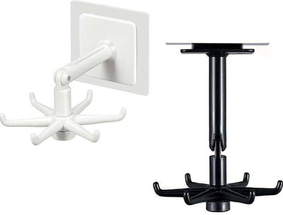 Radha Pack of 2 Self Adhesive Wall mounting 360° Rotating Hook for Organizer Closet Organizer