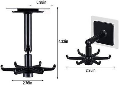WebDealz Hooks 360° Rotating Folding Hooks, Kitchen Wall Hooks, Self-Adhesive Swivel Hook 1(Pack of 1)