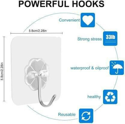 WebDealz 1 Set of 6 Adhesive Kitchen/Bathroom/Cabinet Multi-Function Utility Hook X6.253 Hook 6(Pack of 1)