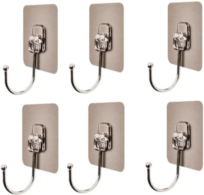 WebDealz 1 Set of 6 Adhesive Kitchen/Bathroom/Cabinet Multi-Function Utility Hook X6.305 Hook 6(Pack of 1)