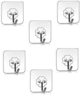 WebDealz 1 Set of 6 Adhesive Kitchen/Bathroom/Cabinet Multi-Function Utility Hook X6.375 Hook 6(Pack of 1)