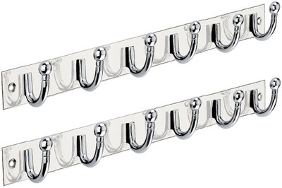 APERSON ROUND Shape 6 Pin Glossy Hooks Wall Mounted Hook ,Door Hooks Rail (Pack of 2) Door Hanger