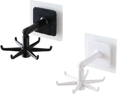 Dreamshop Pack of 2 360° Rotating Hook /Self Adhesive Hook Accessories Organizer