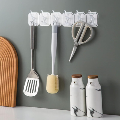 Radha Pack of 6 Adhesive Kitchen/Bathroom/Cabinet Multi-Function Utility Hook X6.349 Hook 6(Pack of 1)