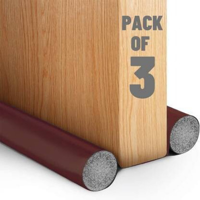 SAHMAN Seal Cover Twin Draft Blocker Guard with Dust, Cooling Air, Control Environment Easy to Install Magic Door Sealer Door Mounted Door Stopper(Brown)