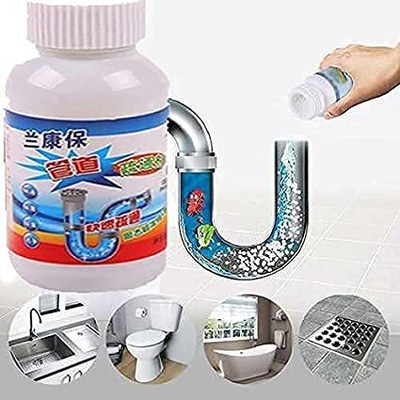 Kevalam Enterprise Bathroom Pipe unblock Blockage drain Cleaner Clogged Drainage Clear Powder Drain Opener(100 g)