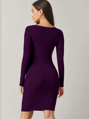 The Babisa Women Bodycon Purple Midi/Calf Length Dress