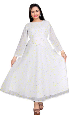 ALISHA FASHION Flared/A-line Gown(White)