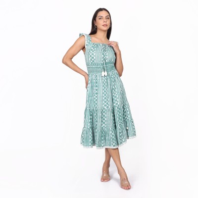 Shades of you Women A-line Green Dress