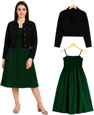 LuxeStyle Women Fit and Flare Dark Green Maxi/Full Length Dress