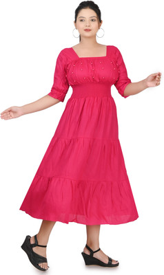 SClassicFashion Women Maxi Pink Midi/Calf Length Dress