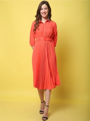 Tromko Women A-line Orange Dress