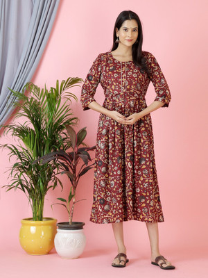 Moda Rapido Women Fit and Flare Multicolor Midi/Calf Length Dress