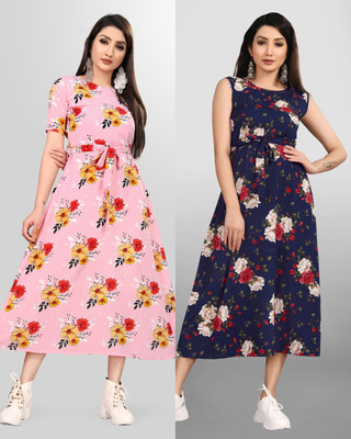 vastra soundrya Women Maxi Multicolor Full Length Dress