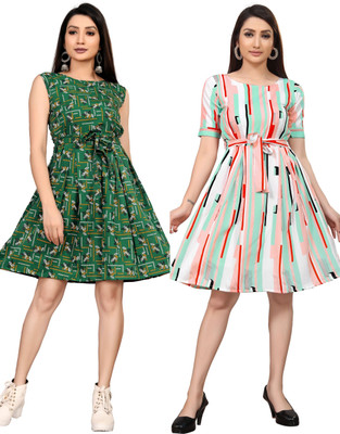 MAA FAB Women A-line Multicolor Above Knee/Mid Thigh Length Dress