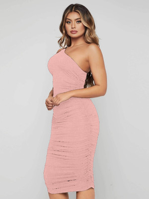 Babisaa Women Bodycon Orange Below Knee Dress