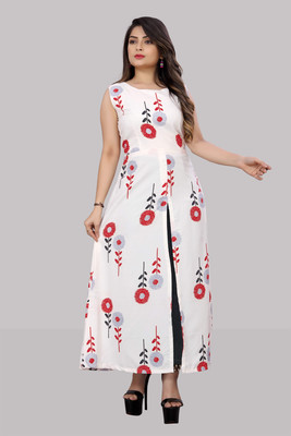 Hiral Creation Women Printed A-line Kurta(White)