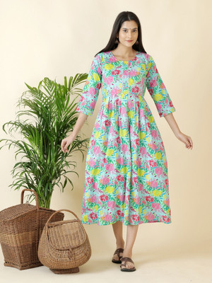 Moda Rapido Women Fit and Flare Multicolor Midi/Calf Length Dress