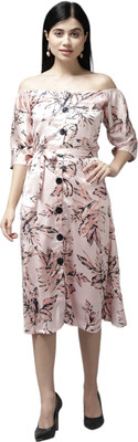 CORSICA Women A-line Pink Knee Length Dress