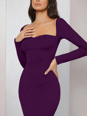Trendz Creation Women Bodycon Purple Below Knee Dress