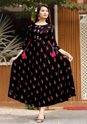 HUSSIAN CREATION Flared/A-line Gown(Black)