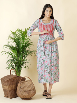 Moda Rapido Women Fit and Flare Multicolor Midi/Calf Length Dress