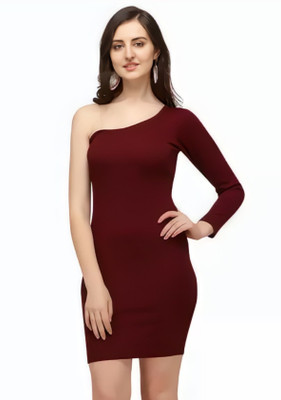 ZELZIS Women Bodycon Red Knee Length Dress