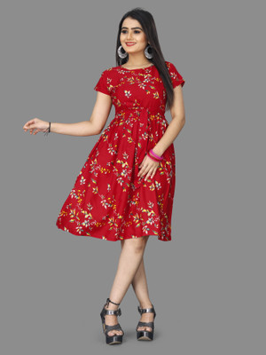 Threadhunter Women A-line Multicolor Above Knee/Mid Thigh Length Dress