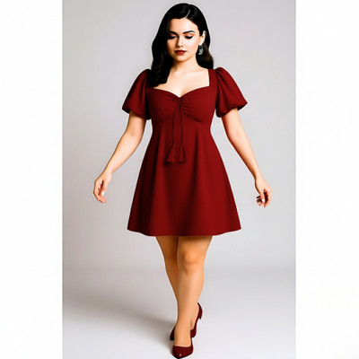 RK Costing Women Fit and Flare Maroon Above Knee/Mid Thigh Length Dress