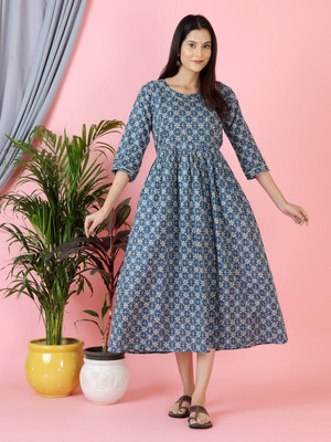 Moda Rapido Women Fit and Flare Multicolor Midi/Calf Length Dress