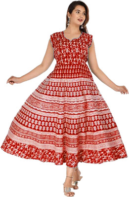 Siya Enterprisses Women A-line Red Maxi/Full Length Dress