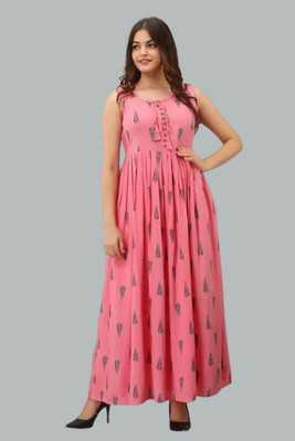 Tanu Creation Women Fit and Flare Pink Knee Length Dress
