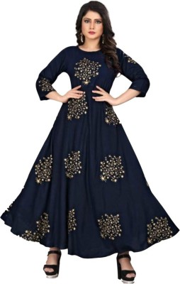 Shyam ki nagri Flared/A-line Gown(Dark Blue)