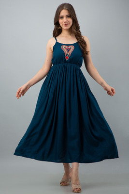 Women Skater Dark Blue Dress