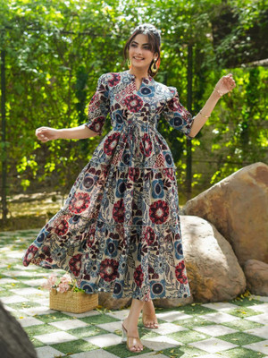 FabFinds Women A-line Multicolor Maxi/Full Length Dress