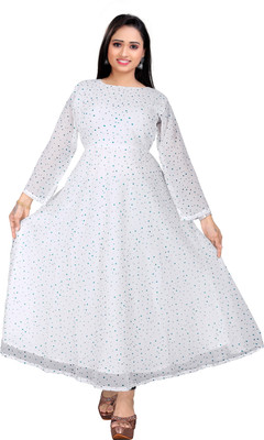 ALISHA FASHION Flared/A-line Gown(White)