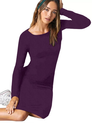 Trendz Creation Women Bodycon Purple Below Knee Dress