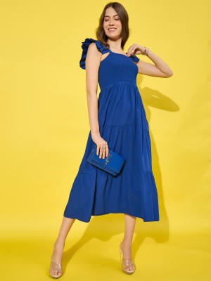 DIMPY GARMENTS Women Fit and Flare Blue Dress