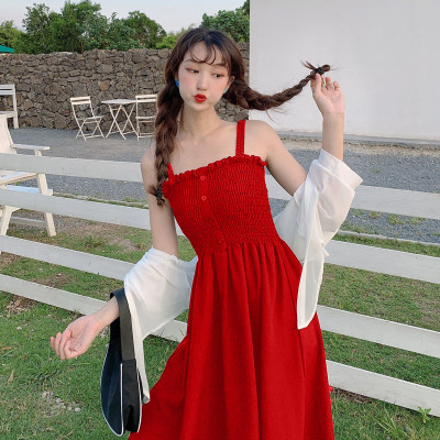 velvin Women A-line Red Midi/Calf Length Dress