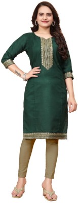 DEVYA CREATION Women Self Design A-line Kurta(Green)